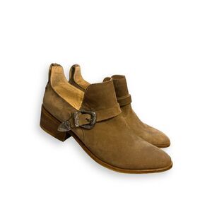 Anthropologie Kaanas Women's Brown Suede Harness Buckled sz 40 or 9.5 Slip On Al